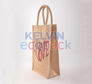 14 x 8 x 4 Inch Jute Wine Bottle Bag