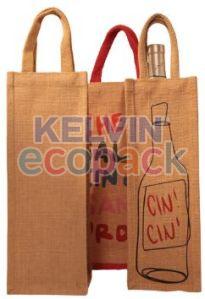 14 x 4 x 4 Inch Jute Wine Bottle Bag