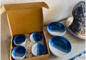 Pudding Set - Blue and White Bowl