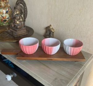 wooden bowls tray set