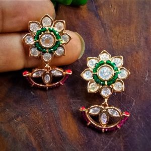 Brass Kundan Earrings