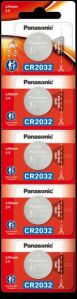 PANASONIC CR2032 Lithium Coin Batteries CR-2032DA/5B