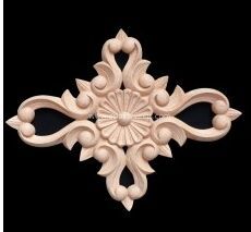 Fret Carved Rectangular Rosette Flower