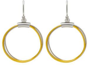 18k Gold Plated Two Tone Silver Modern Hoop Earrings