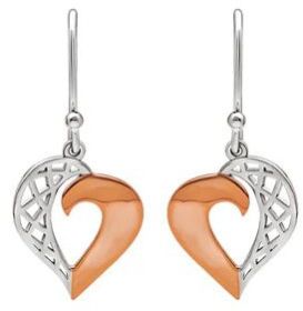 18k Rose Gold Plated Two Tone Silver Royal Heart Earrings