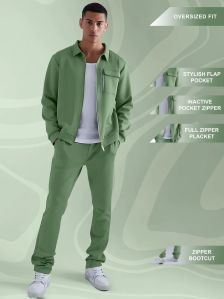 solid hunter green jacket jogger cozy cut co-ords set