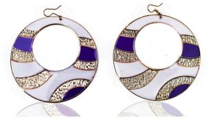 Alloy Hoop Earring In White Purple