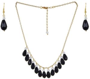 Black Resin Stone Necklace Set