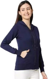 Blue Full Sleeve Solid Casual Jacket for Women