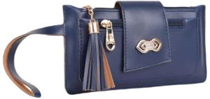 Faux Leather Stylish Women Hand Clutch In Navy Blue