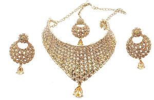 Gold Plated Yellow Stone Necklace Set