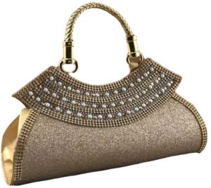 Golden PU Leather Clutch Purse For Wedding