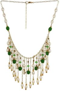 Green And White Pearl Chain Necklace