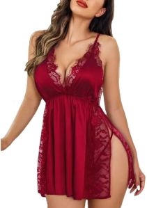 Non padded Babydoll Nighty In Maroon