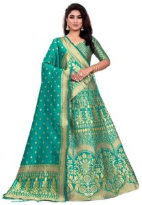 Party Wear Semi-Stitched Green Lehenga Choli