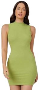 Plain Sleeveless Bodycon Dress In Pale Green