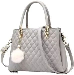 PU Leather Grey Color Hand Bag