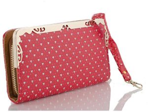 red pu leather h design clutche purse