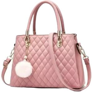 PU Leather Pink Color Hand Bag