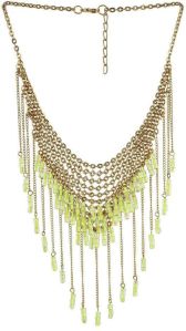 Pyramid Shape Pipe Chain Necklace In Lime Green