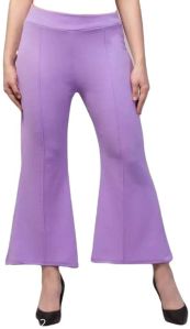 Solid Ankle Length Bell Bottom Trouser In Purple