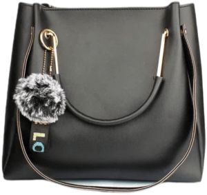 Solid Faux Leather Handheld Hand Bag In Black