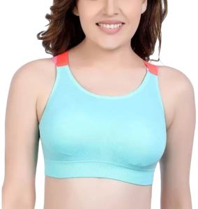 Solid Full Coverage Light Padded Sports Bra Aqua