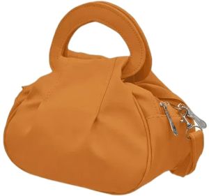 Solid PU Leather Mustard Hand Bag