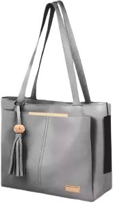 Solid PU Leather Women Hand Bag-Grey