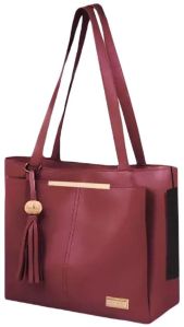 Solid PU Leather Women Hand Bag-Maroon