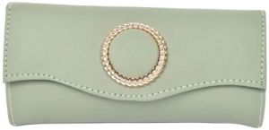 Solid PU Leather Women Hand Clutch In Sea Green