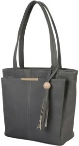 Solid Stylish Handheld Tote Bag In Grey