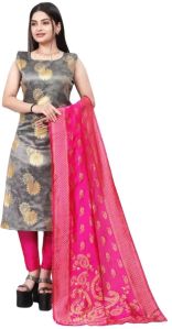 Un-stitched Zari Woven Salwar Suit Dress Material In Grey Rani