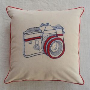 Retro Camera Cotton Canvas Cushion Cover