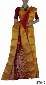 Gorgeous Dual-Colour Handloom Tant Silk Saree