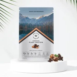 wellbeing nutrition dark chocolate hazelnut plant protein powder