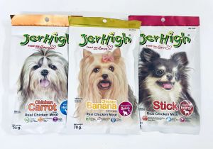 Jerhigh Dog Treats Real Chicken Meat (Carrot, Banana ,Stick) 3 Pack Combo Set