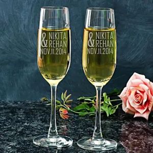 personalised couple set champagne glasses