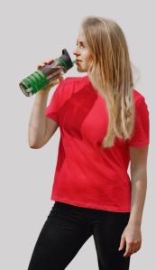 180GSM BIO WASH CRIMSON RED PLAIN WOMEN'S T SHIRT