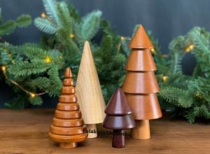 Set Of 4 Wooden Christmas Tree