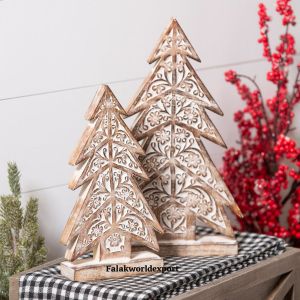 Wooden Christmas Tree Set Of 2