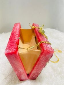 Resin Stone Studded Clutch Bag