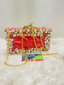 Resin Stone Studded Clutch Bag