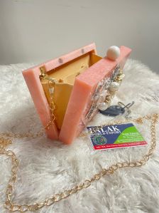 Peach Handmade Resin Clutch Bag