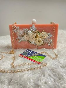 Peach Handmade Resin Clutch Bag