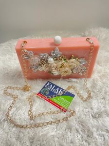 Peach Handmade Resin Clutch Bag