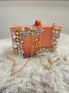 Resin Long Chain Clutch Bag