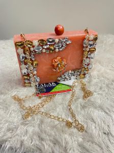 Resin Long Chain Clutch Bag