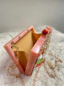 Resin Long Chain Clutch Bag