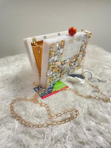 Handmade Rectangular Resin Clutch Bag